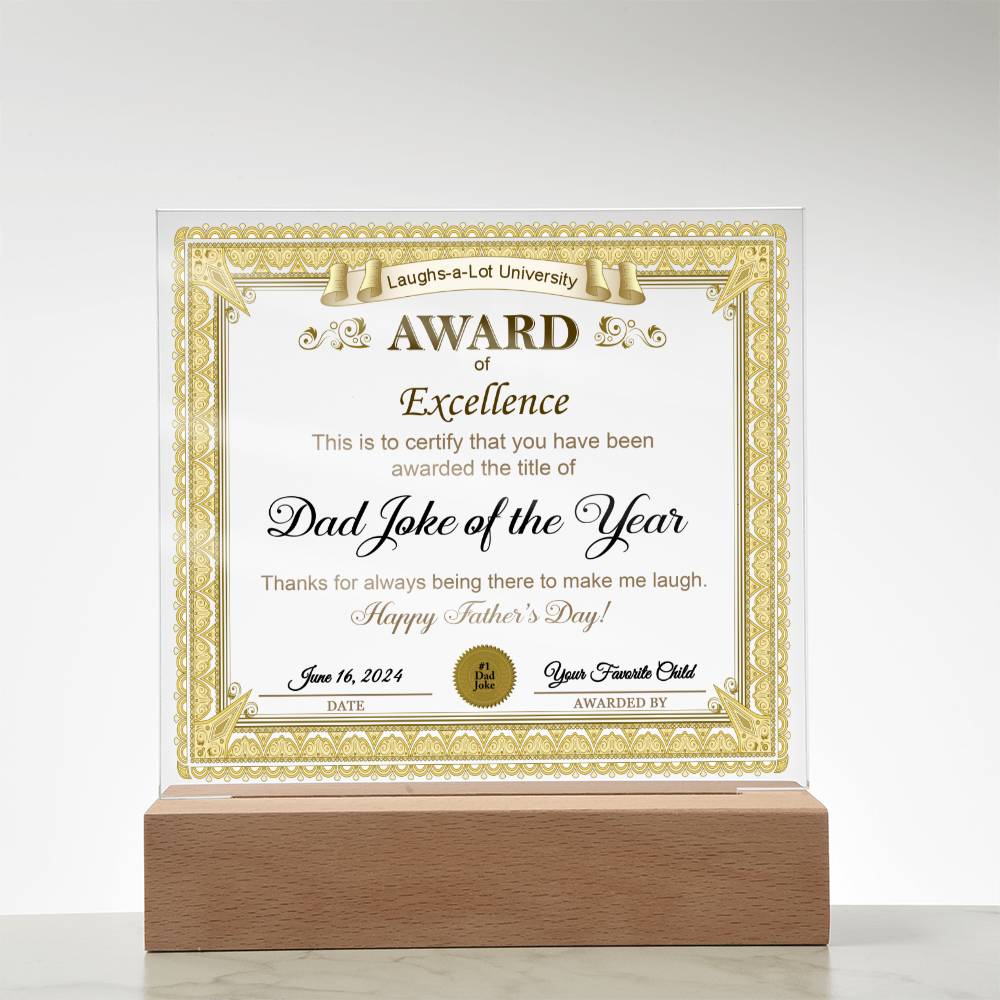 Dad Gift-Award of Excellence-Acrylic Plaque