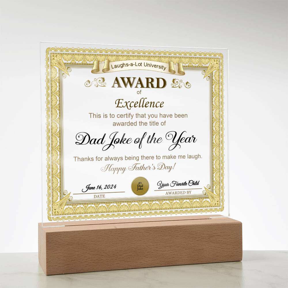 Dad Gift-Award of Excellence-Acrylic Plaque
