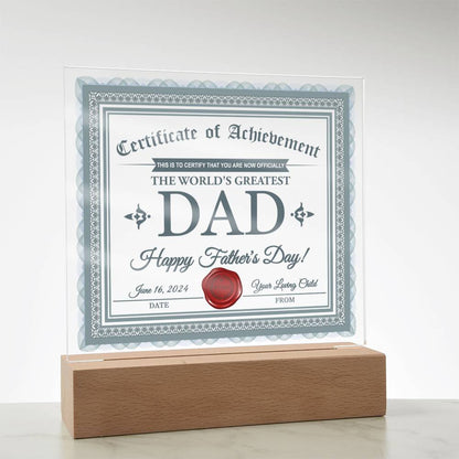 Dad Gift-Certificate Of Achievement Acrylic Plaque