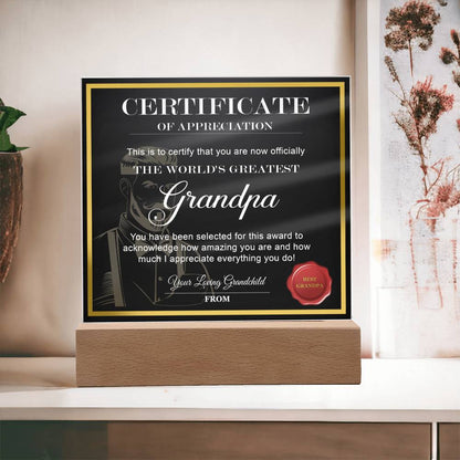 Grandpa Gift-Worlds Greatest Grandpa-Acrylic Plaque