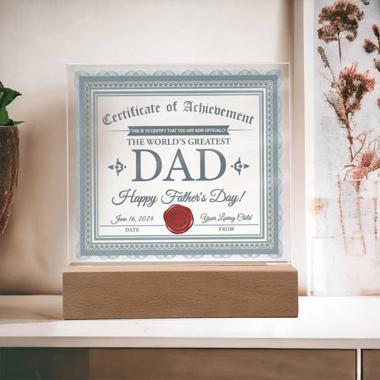 Dad Gift-Certificate Of Achievement Acrylic Plaque