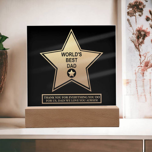 Dad Gift-Worlds Best Dad Desktop Acrylic Plaque Sign