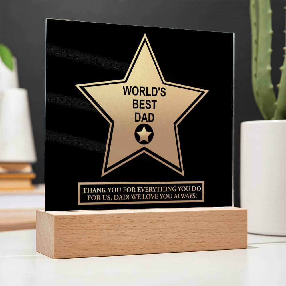 Dad Gift-Worlds Best Dad Desktop Acrylic Plaque Sign