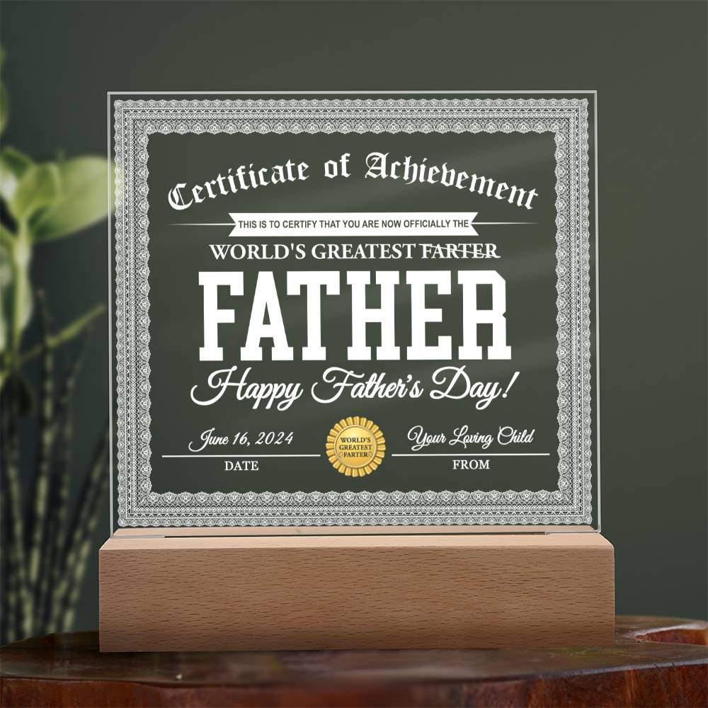 Funny Dad Gift- The Worlds Greatest Farter-Acrylic Plaque