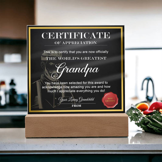 Grandpa Gift-Worlds Greatest Grandpa-Acrylic Plaque