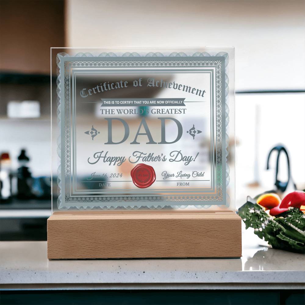 Dad Gift-Certificate Of Achievement Acrylic Plaque