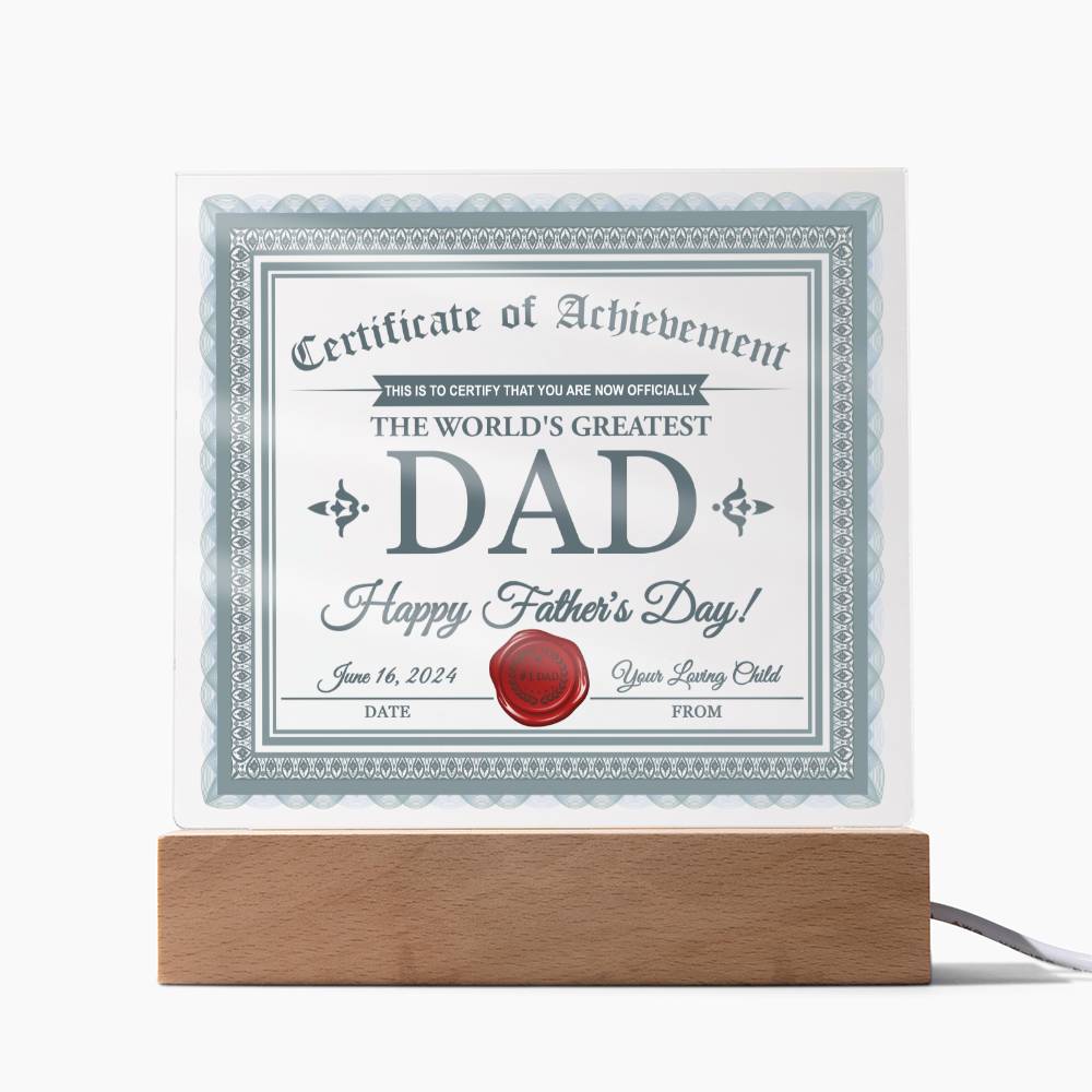 Dad Gift-Certificate Of Achievement Acrylic Plaque