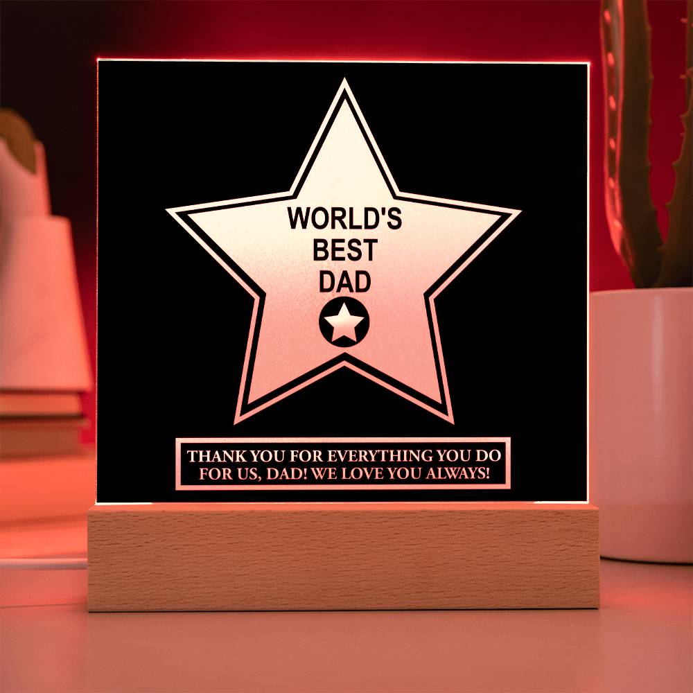 Dad Gift-Worlds Best Dad Desktop Acrylic Plaque Sign