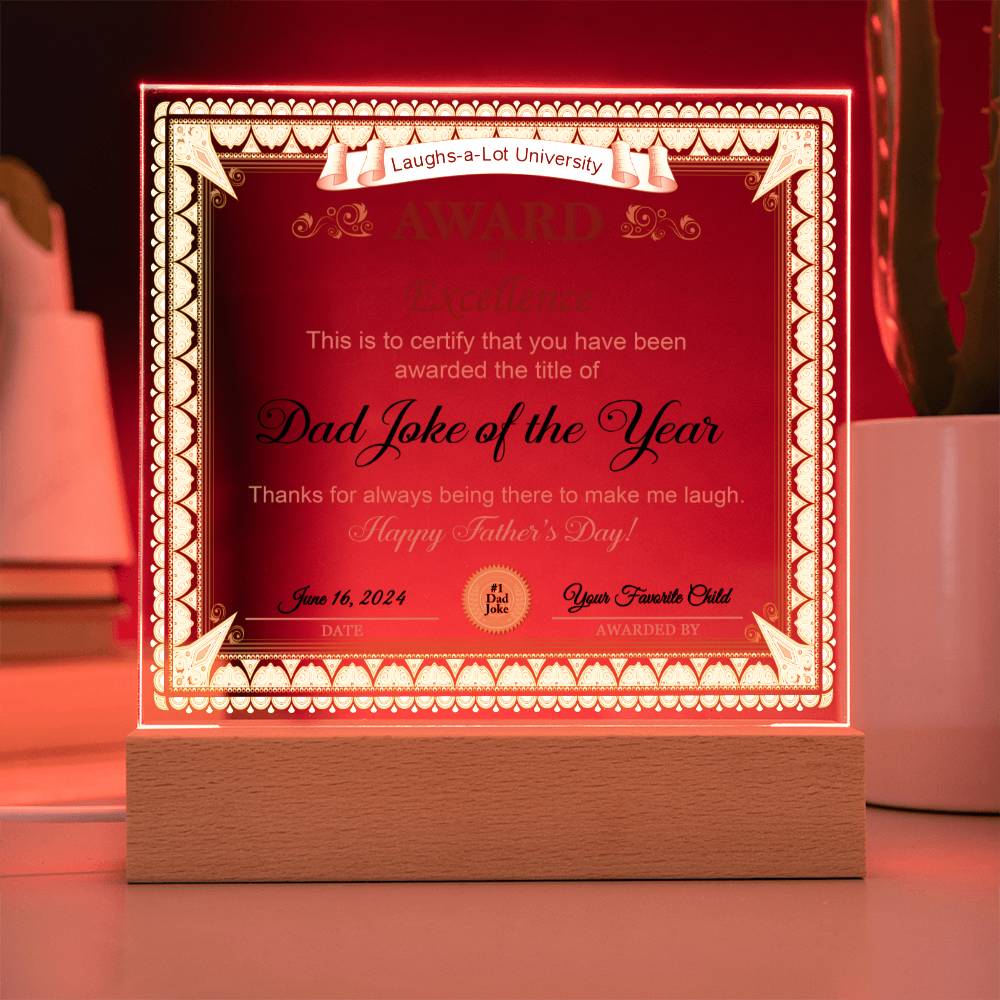 Dad Gift-Award of Excellence-Acrylic Plaque