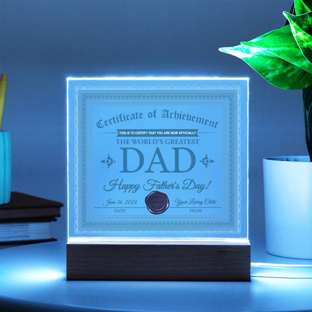 Dad Gift-Certificate Of Achievement Acrylic Plaque