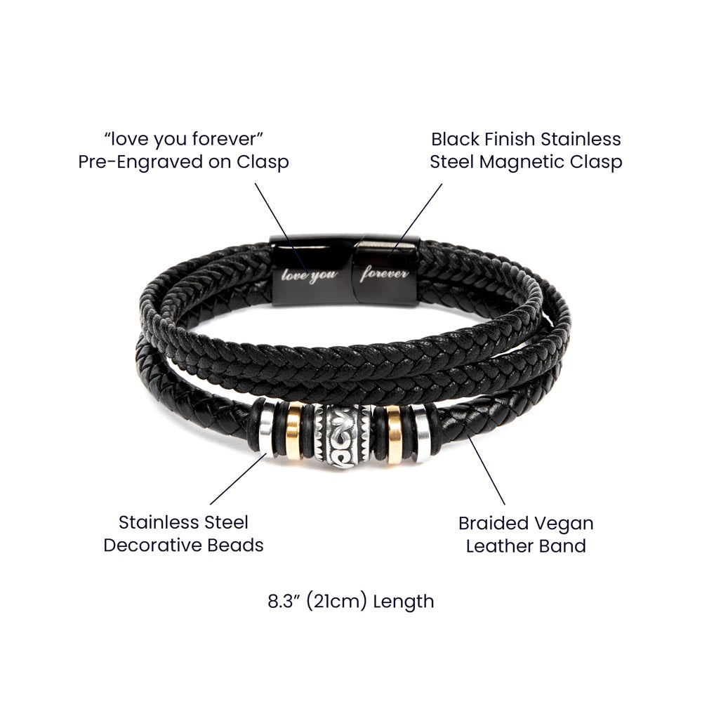 Bonus Dad Love You Forever Mens Braided Bracelet Gift - Count On You