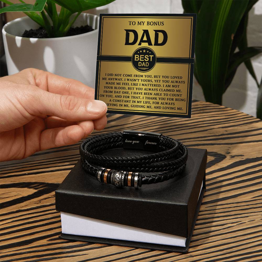 Bonus Dad Love You Forever Mens Braided Bracelet Gift - Count On You