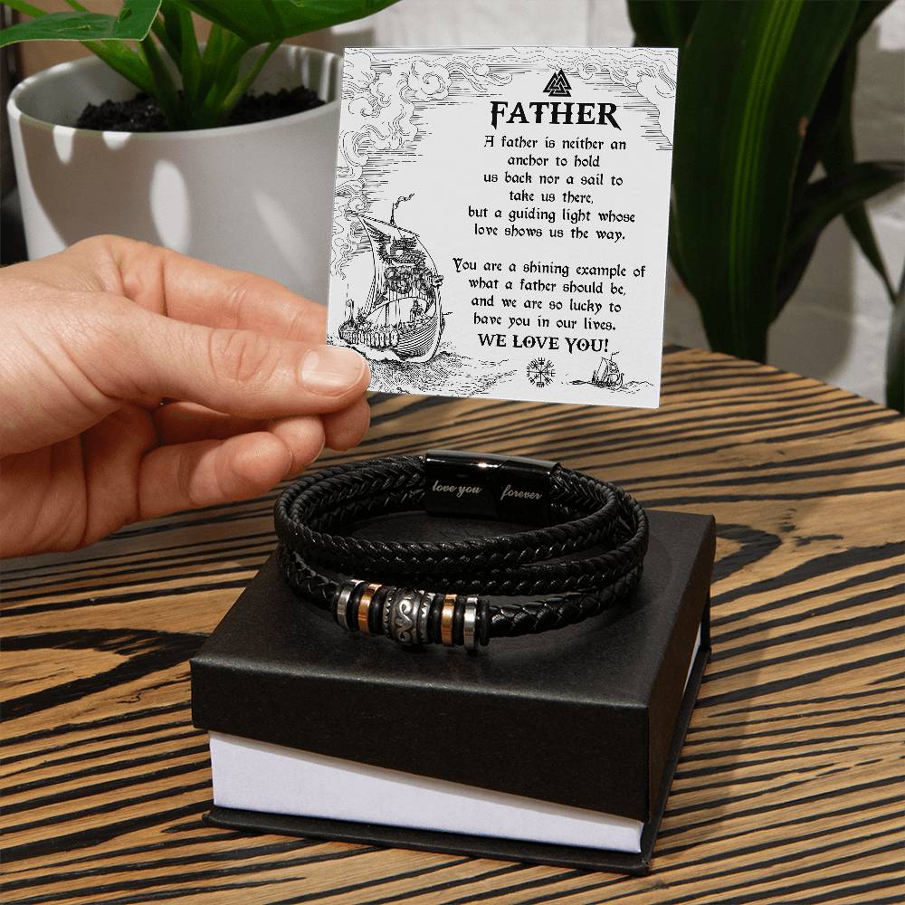 Dad Love You Forever Mens Braided Bracelet Gift -  An Anchor