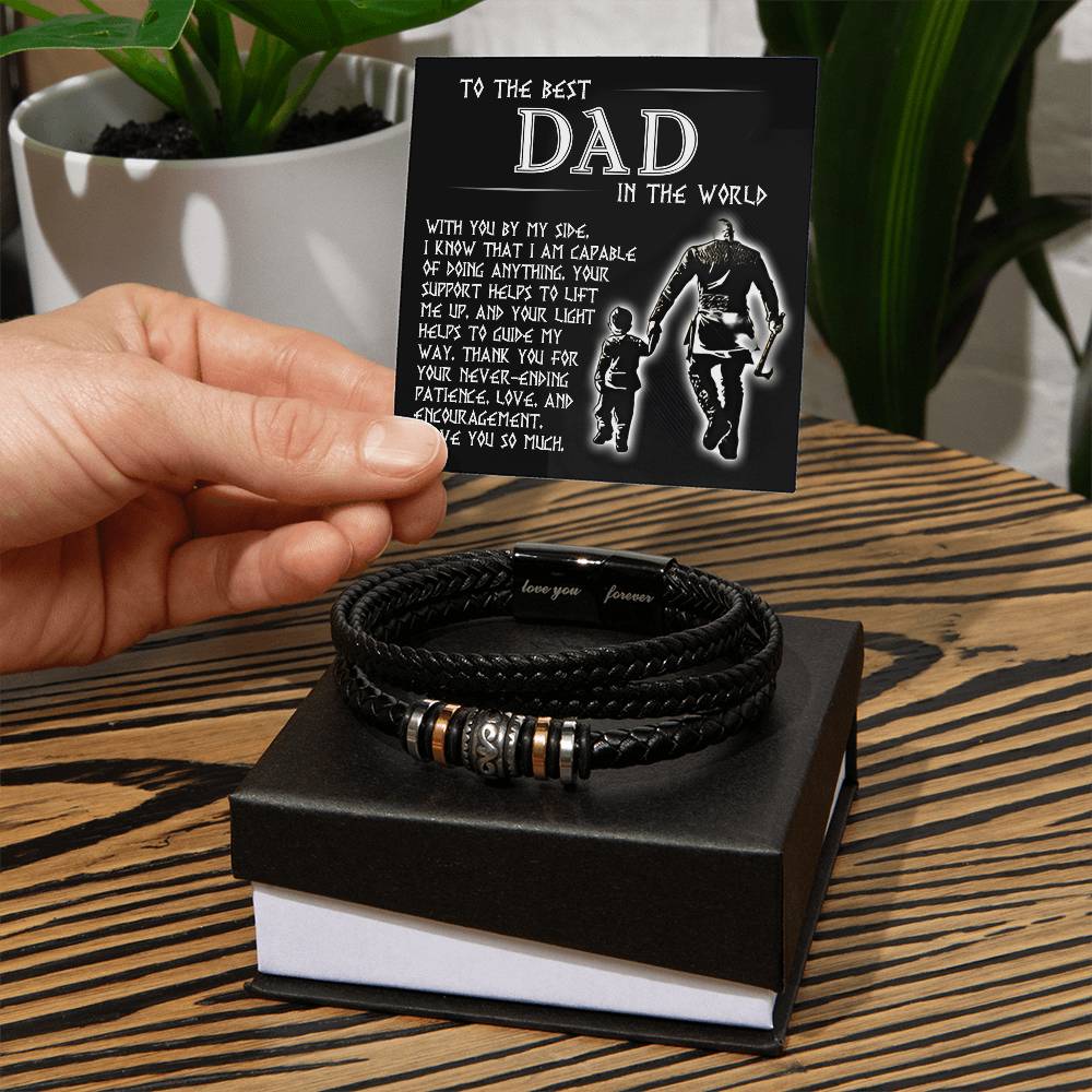 Dad Love You Forever Mens Braided Bracelet Gift - By My Side