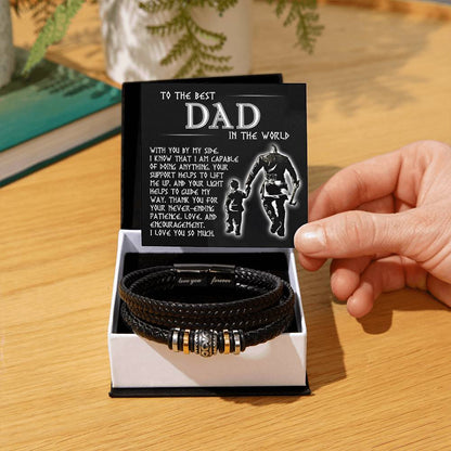 Dad Love You Forever Mens Braided Bracelet Gift - By My Side