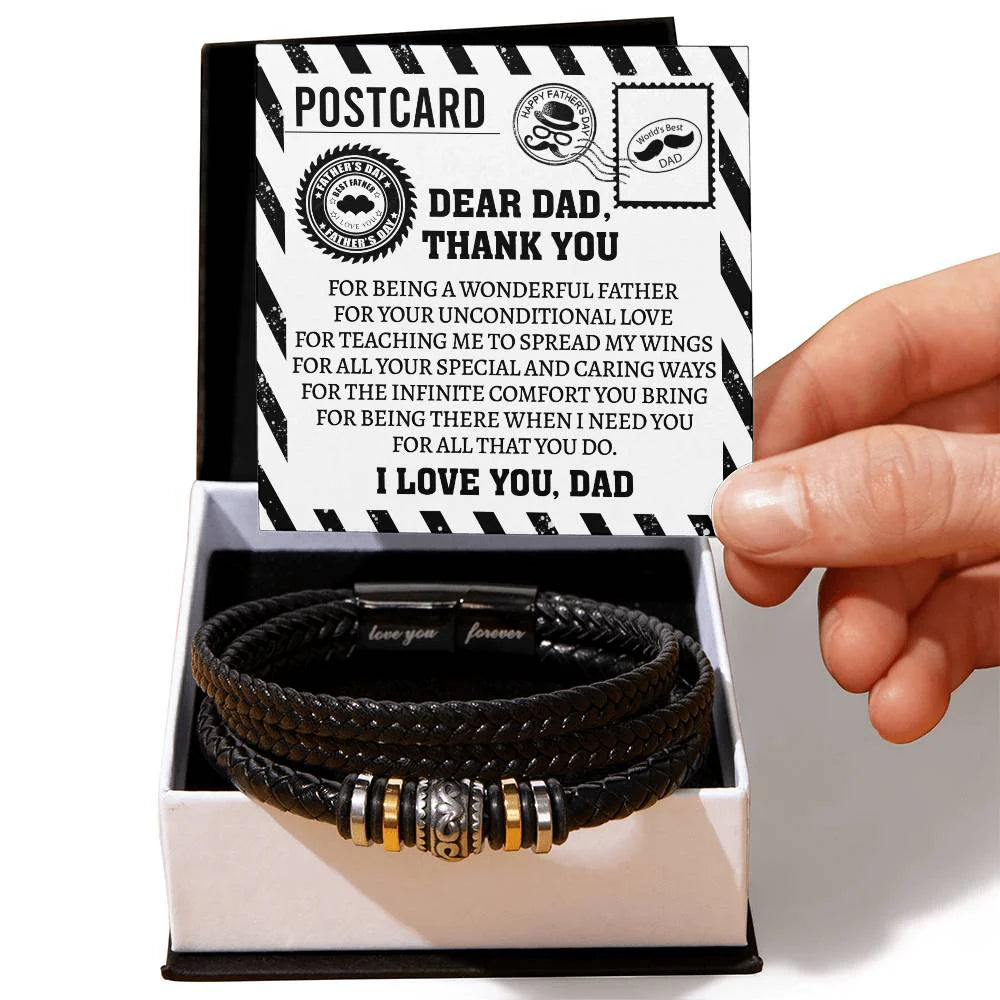 Dad Thank You Postcard Bracelet Gift