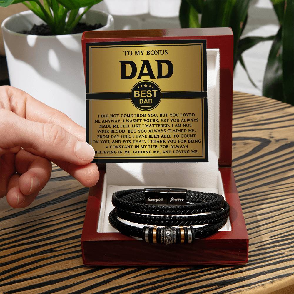 Bonus Dad Love You Forever Mens Braided Bracelet Gift - Count On You