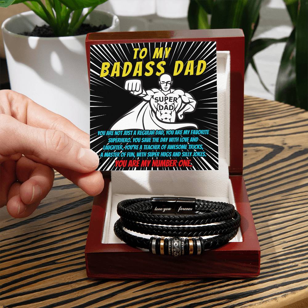 Dad Love You Forever Mens Braided Bracelet Gift - Favorite Superhero