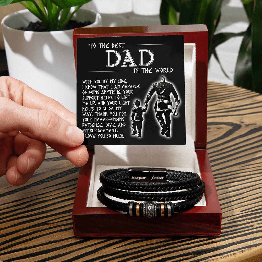 Dad Love You Forever Mens Braided Bracelet Gift - By My Side