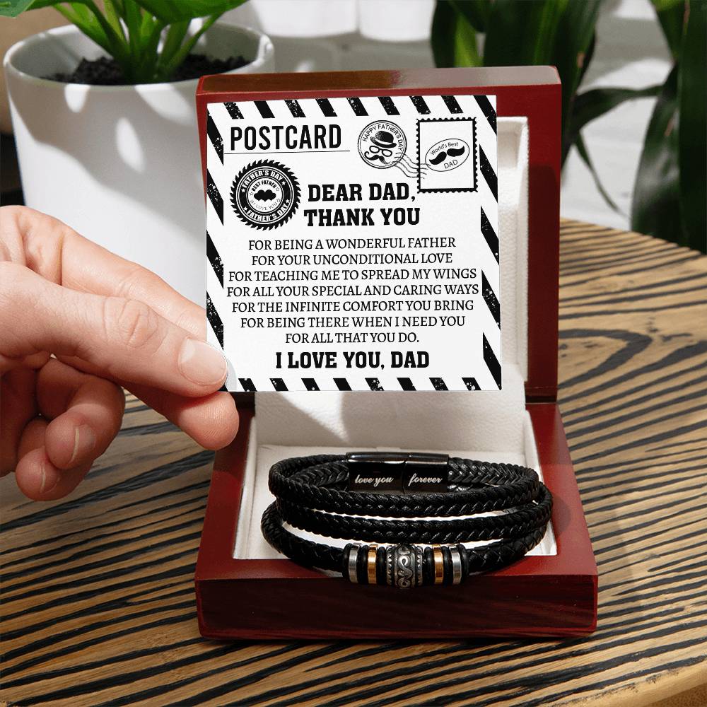 Dad Thank You Postcard Bracelet Gift