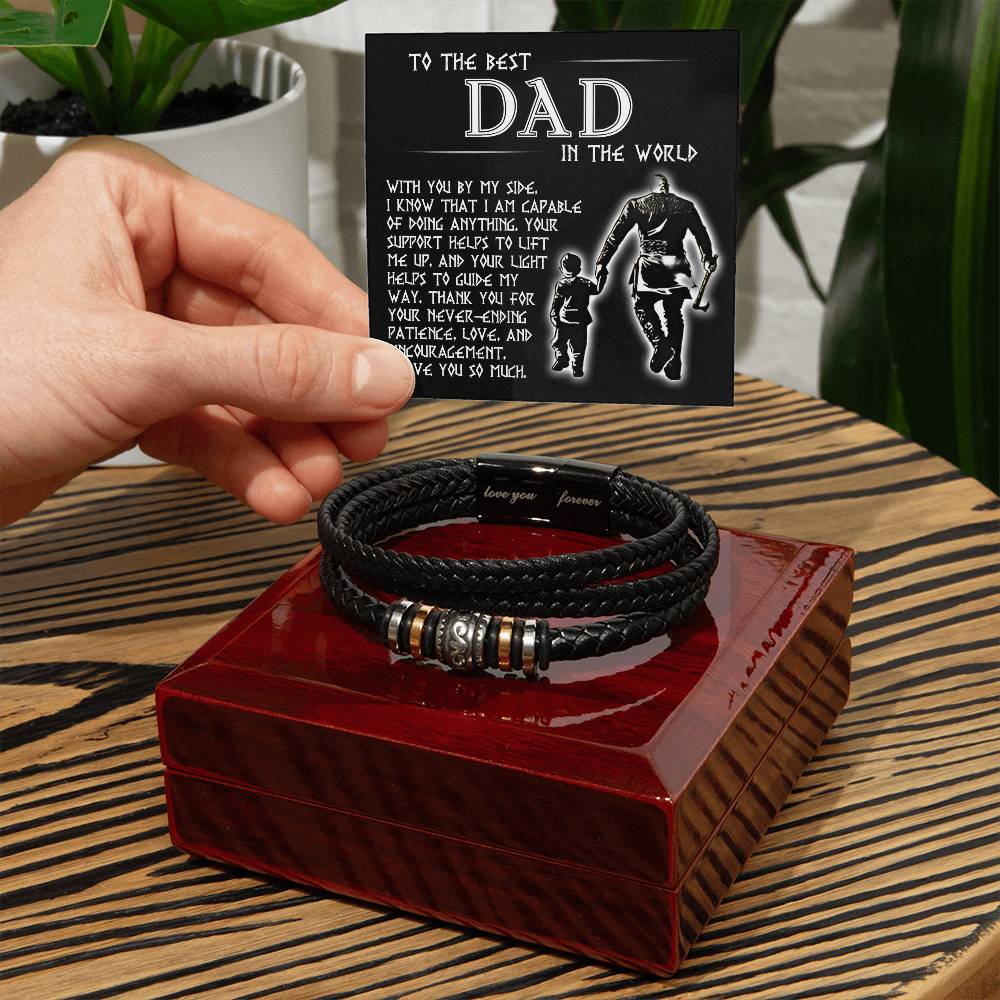 Dad Love You Forever Mens Braided Bracelet Gift - By My Side