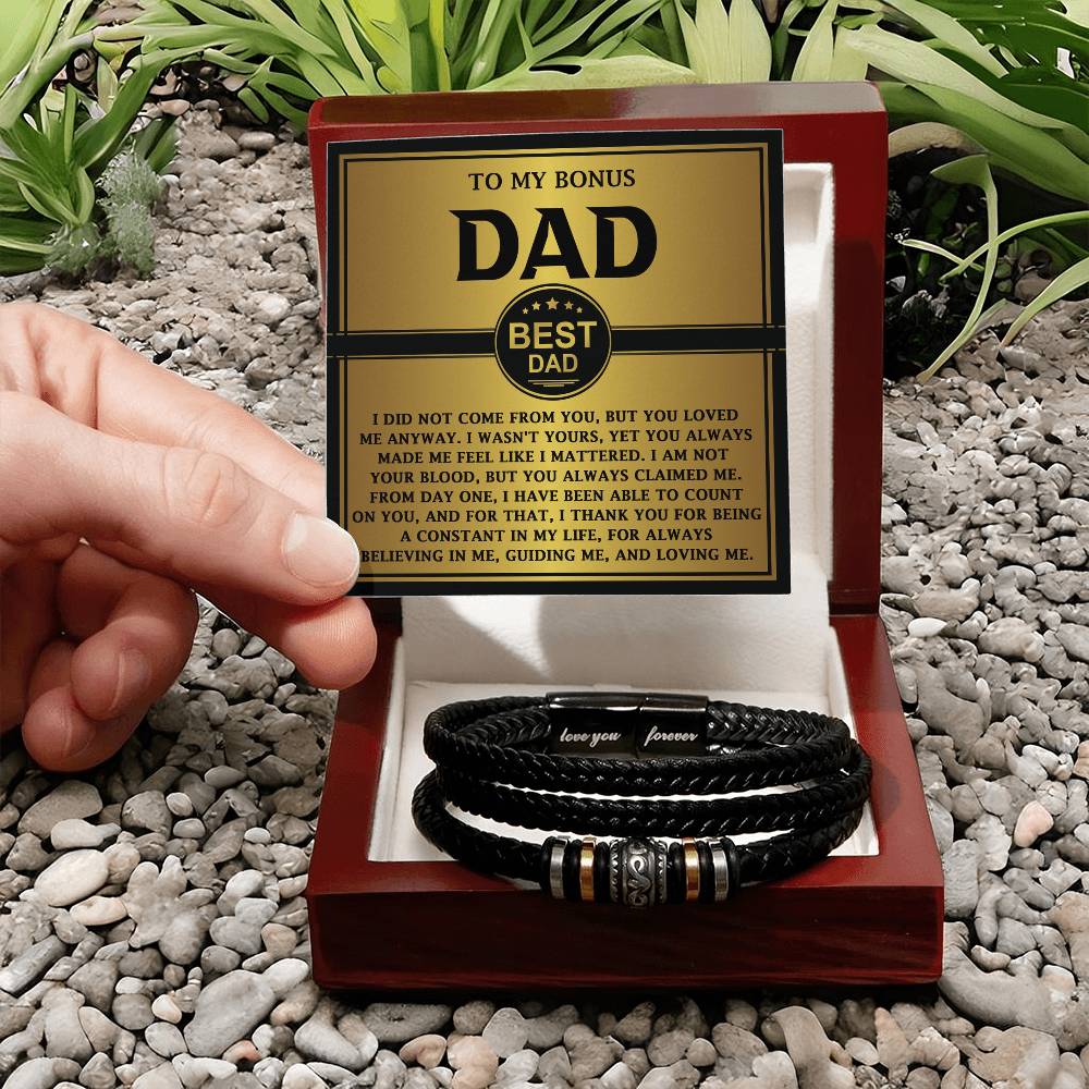 Bonus Dad Love You Forever Mens Braided Bracelet Gift - Count On You