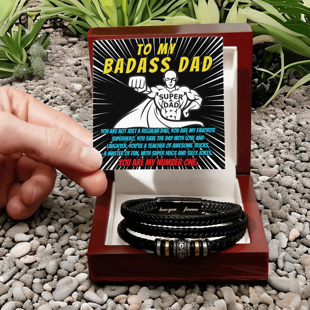 Dad Love You Forever Mens Braided Bracelet Gift - Favorite Superhero