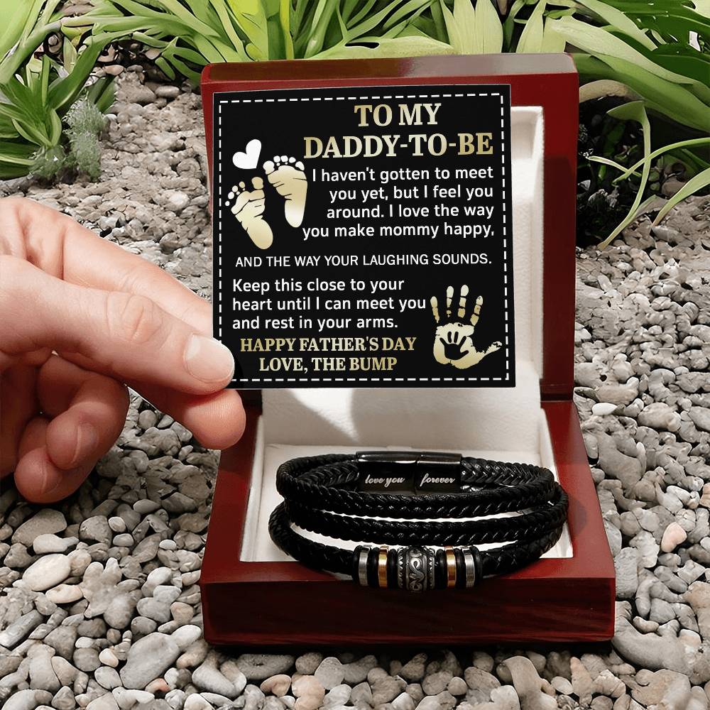 Daddy To Be Mens Braided "Love You Forever" Bracelet - I Feel You Around