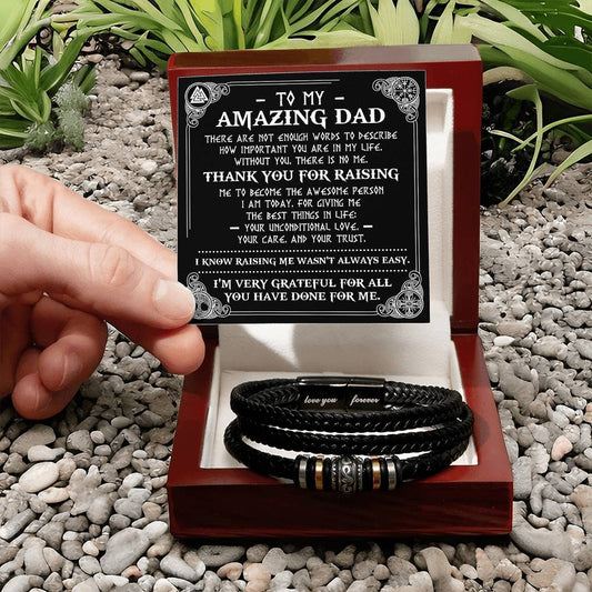 Dad Love You Forever Mens Braided Bracelet Gift - The Best Things