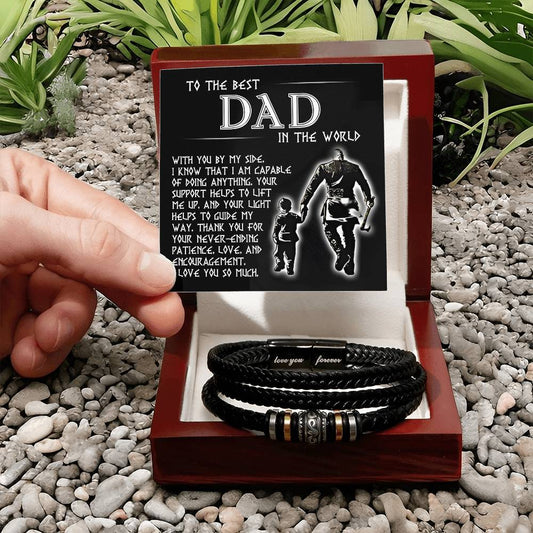 Dad Love You Forever Mens Braided Bracelet Gift - By My Side