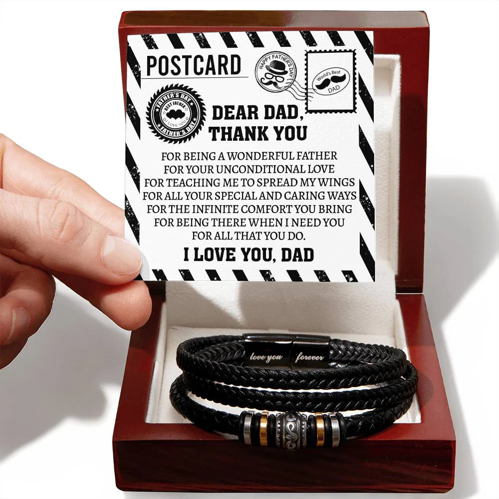 Dad Thank You Postcard Bracelet Gift