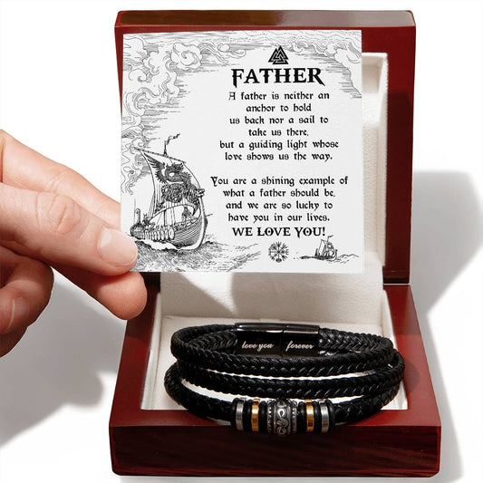 Dad Love You Forever Mens Braided Bracelet Gift -  An Anchor