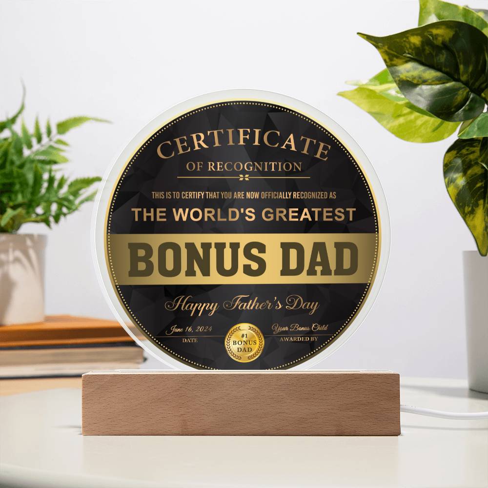 Bonus Dad Gift-Certificate Of Recognition Acrylic Plaque