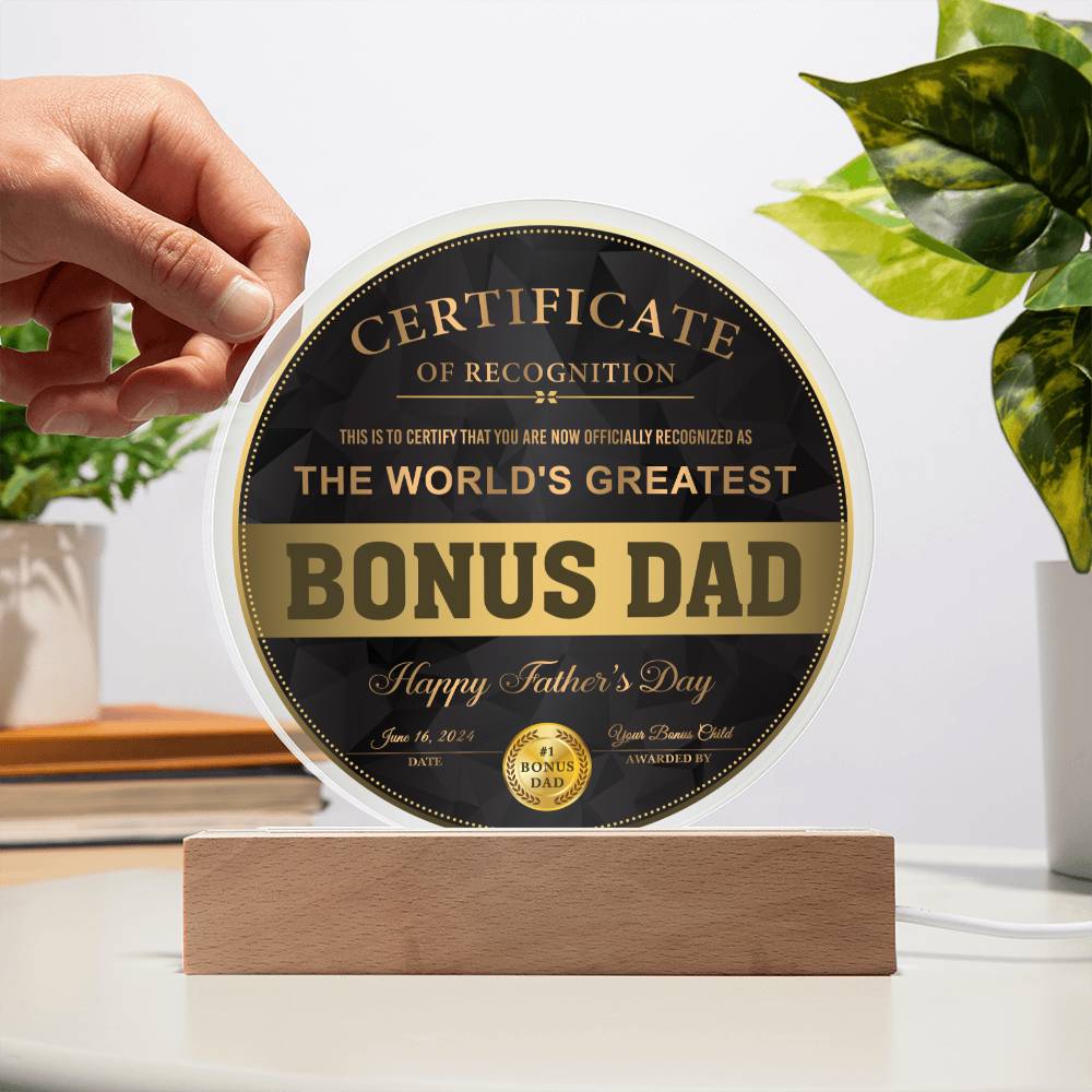 Bonus Dad Gift-Certificate Of Recognition Acrylic Plaque