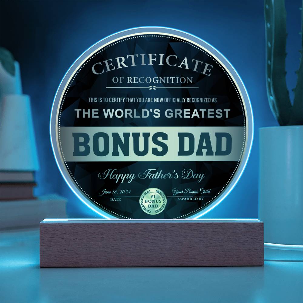 Bonus Dad Gift-Certificate Of Recognition Acrylic Plaque