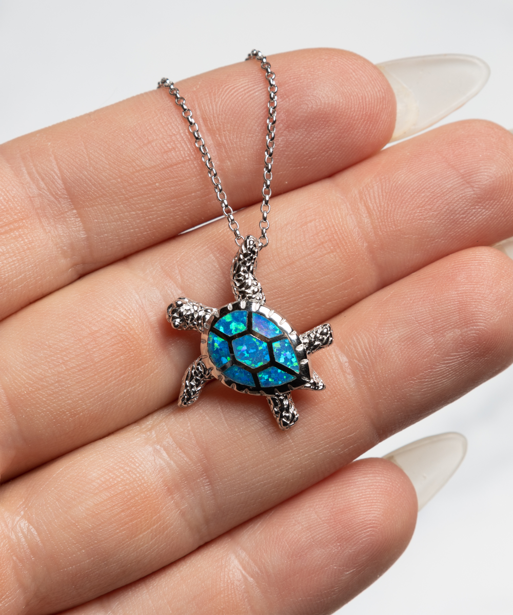 To My Daughter - Opal Turtle Necklace - A Special Place