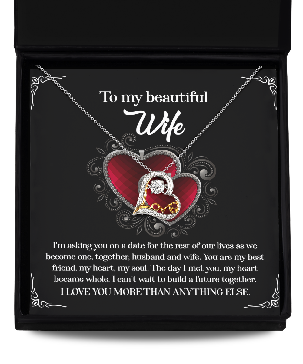 To My Wife On Our Wedding Day - Heart Love Necklace - Heart Became Whole