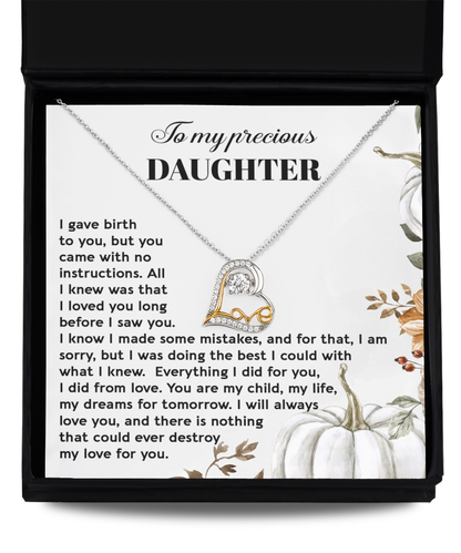 To My Daughter - I Did It From Love - Scripted Love Heart Necklace