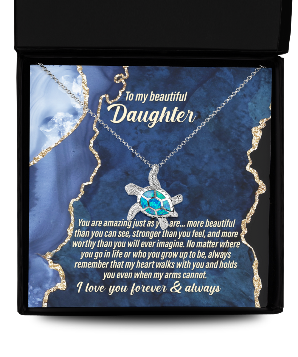 To My Daughter -Opal Turtle Necklace Gift - As You Are