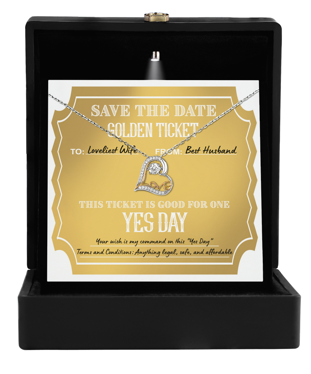 To My Wife - Heart Necklace Gift - Golden Ticket