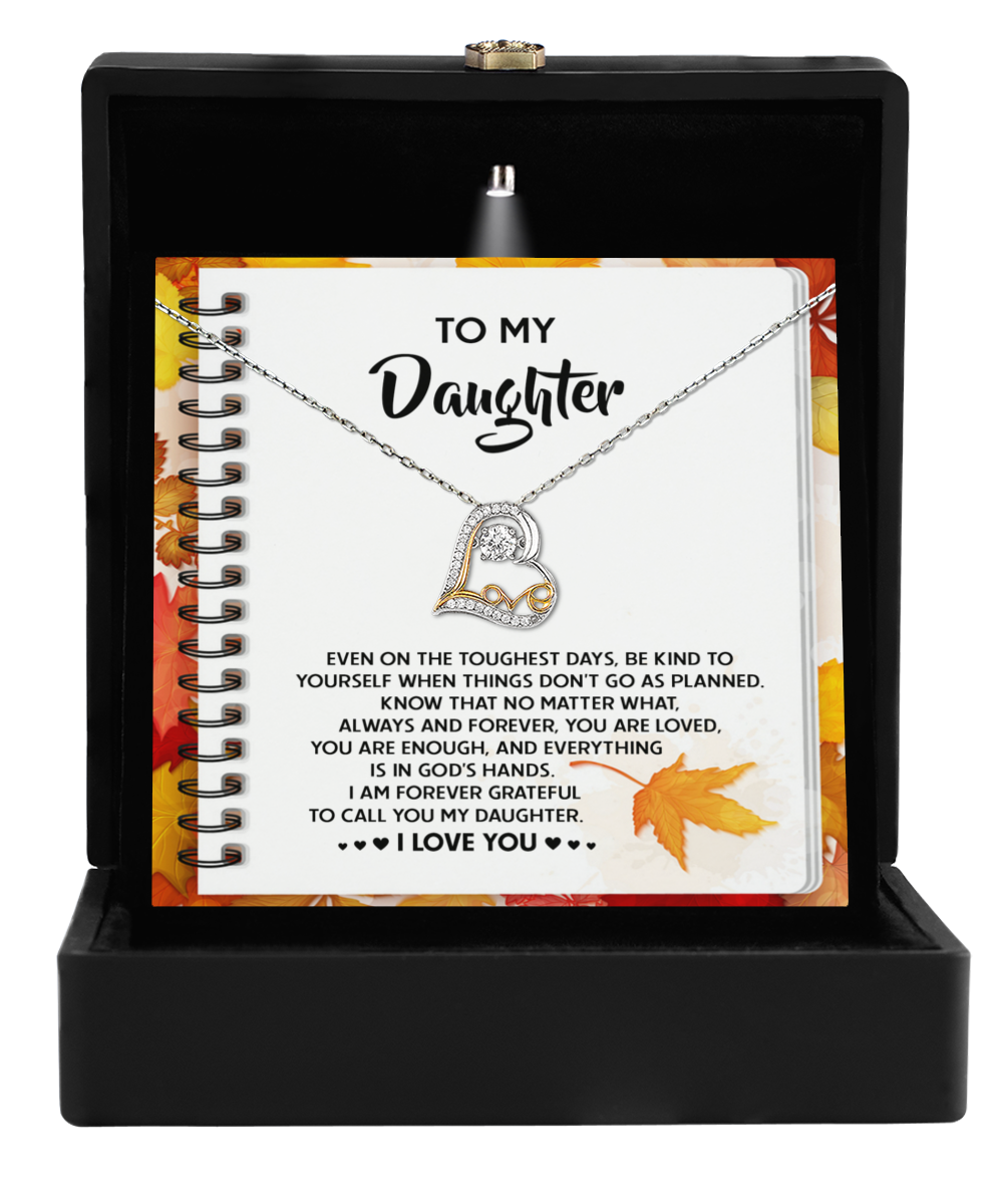 To My Daughter - In God's Hands - Scripted Love Heart Necklace