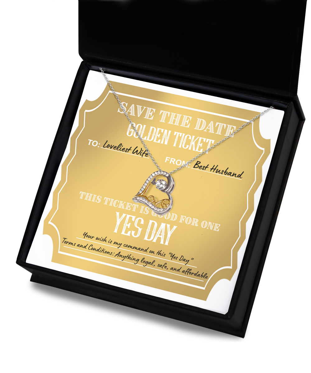 To My Wife - Heart Necklace Gift - Golden Ticket