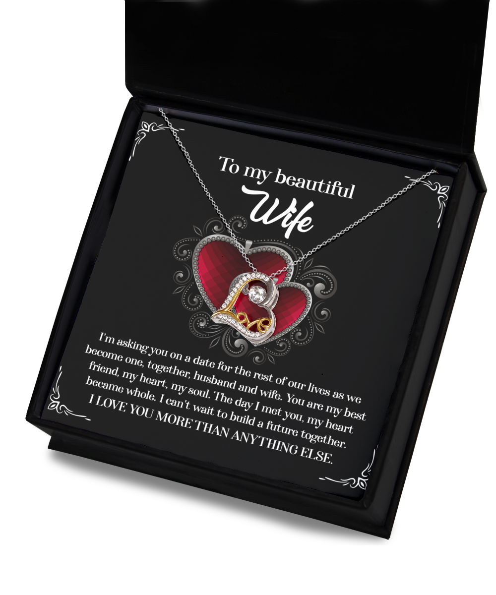 To My Wife On Our Wedding Day - Heart Love Necklace - Heart Became Whole