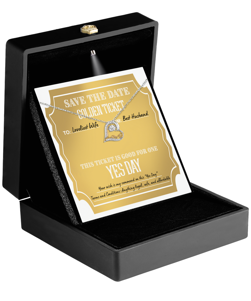 To My Wife - Heart Necklace Gift - Golden Ticket