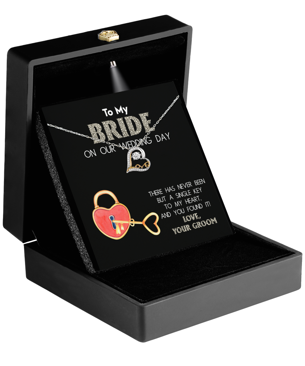 To My Bride Gift - Heart Love Necklace - A Single Key