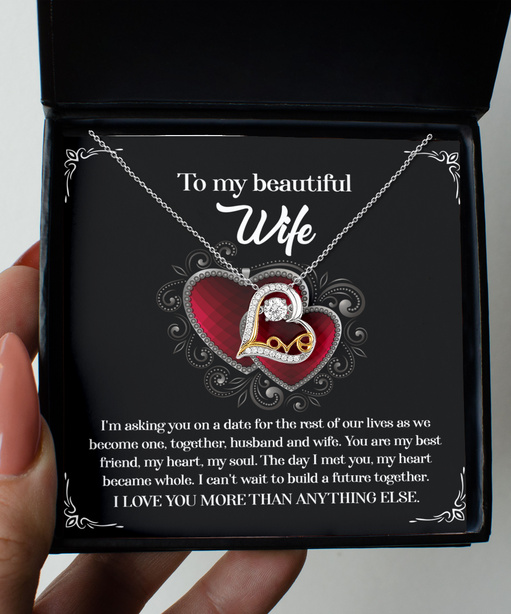 To My Wife On Our Wedding Day - Heart Love Necklace - Heart Became Whole