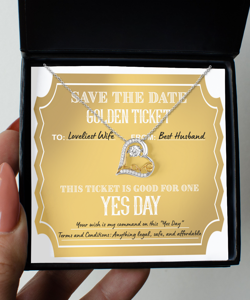 To My Wife - Heart Necklace Gift - Golden Ticket