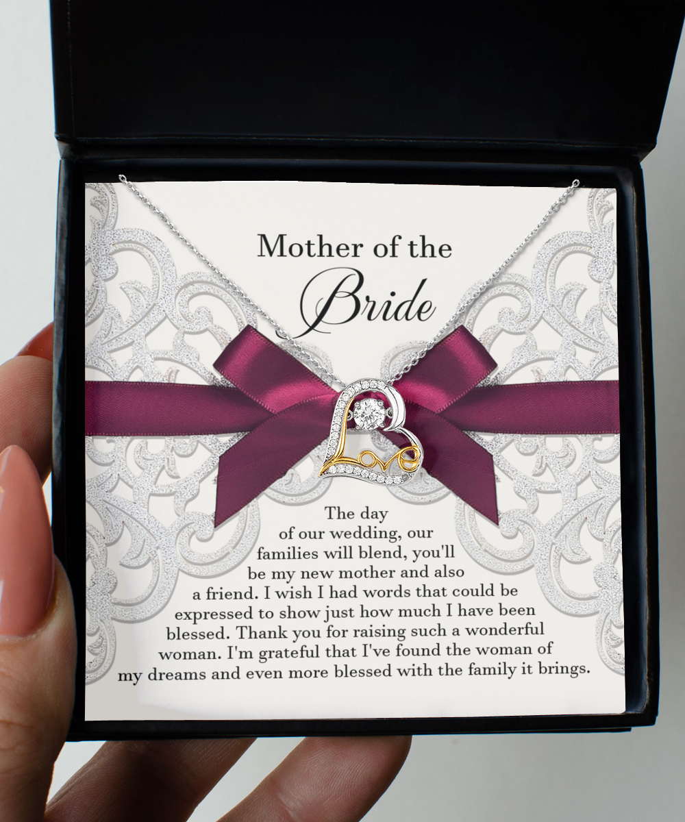 Mother of the Bride Gift From Groom - Heart Love Necklace - My New Mother