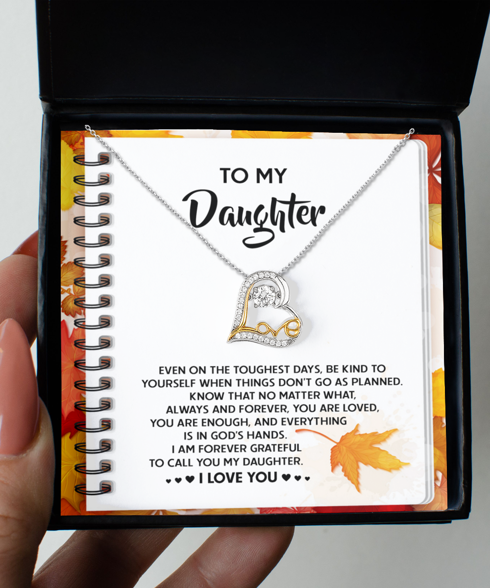 To My Daughter - In God's Hands - Scripted Love Heart Necklace